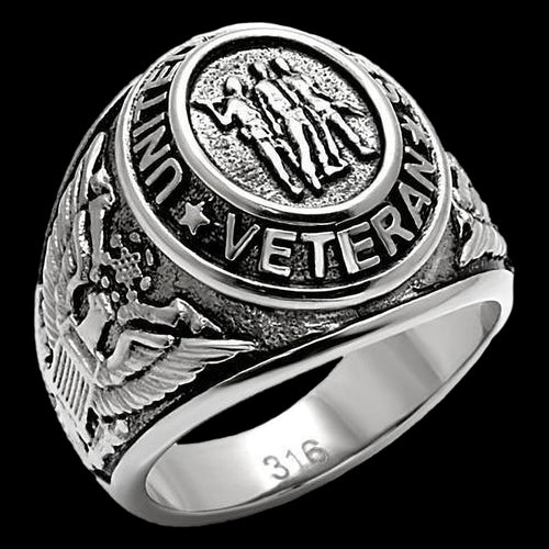 STAINLESS STEEL MEN'S US ARMY VETERAN SIGNET RING