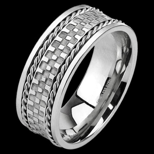 STAINLESS STEEL MEN'S TREAD & CHAIN RING