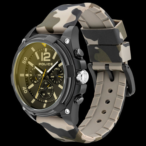 POLICE MEN'S SANDWOOD CAMO BAND WATCH - TILT VIEW