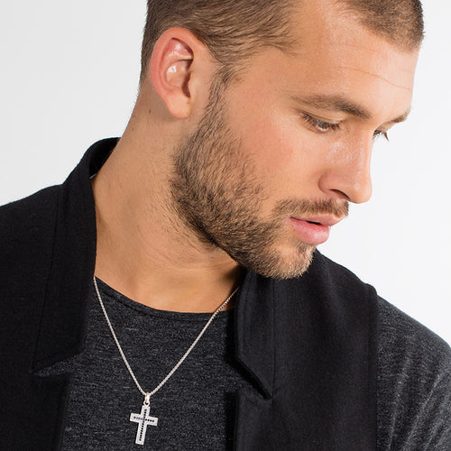 THOMAS SABO BLACK CROSS PAVE PENDANT - MODEL VIEW