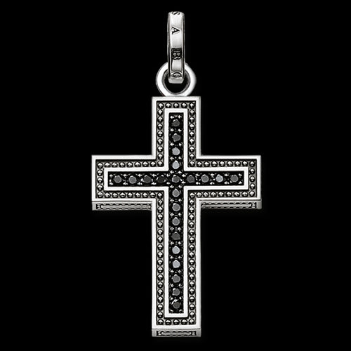 THOMAS SABO BLACK CROSS PAVE PENDANT