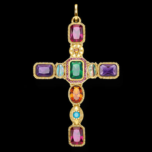 THOMAS SABO GOLD VINTAGE COLOURS CROSS PENDANT