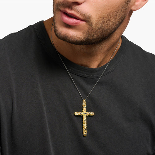 THOMAS SABO GOLD MEDIEVAL CROSS PENDANT - MODEL VIEW