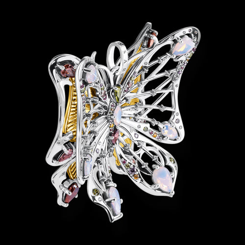 THOMAS SABO SILVER JEWELLED BUTTERFLY PENDANT- SIDE VIEW