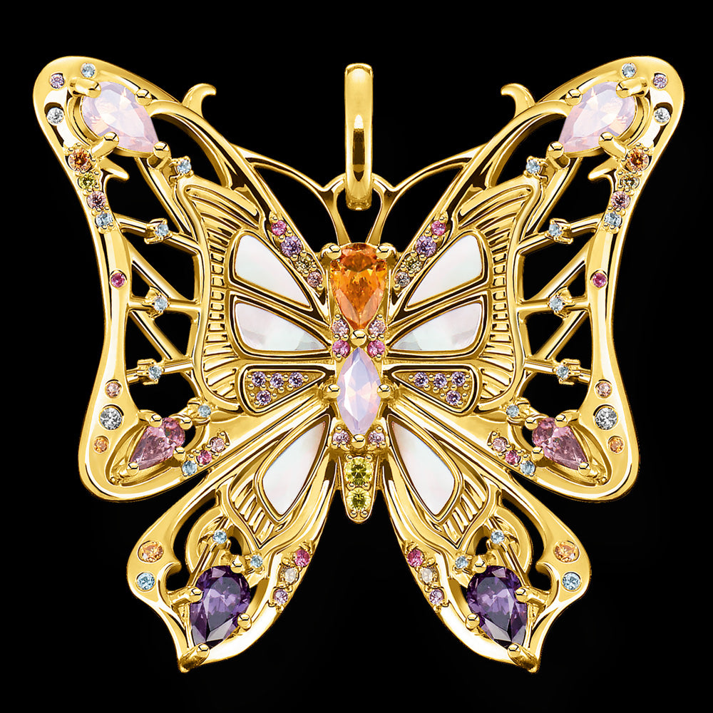 THOMAS SABO GOLD JEWELLED BUTTERFLY LARGE PENDANT