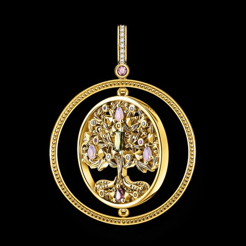 THOMAS SABO GOLD CZ TREE OF LOVE SWIVEL PENDANT