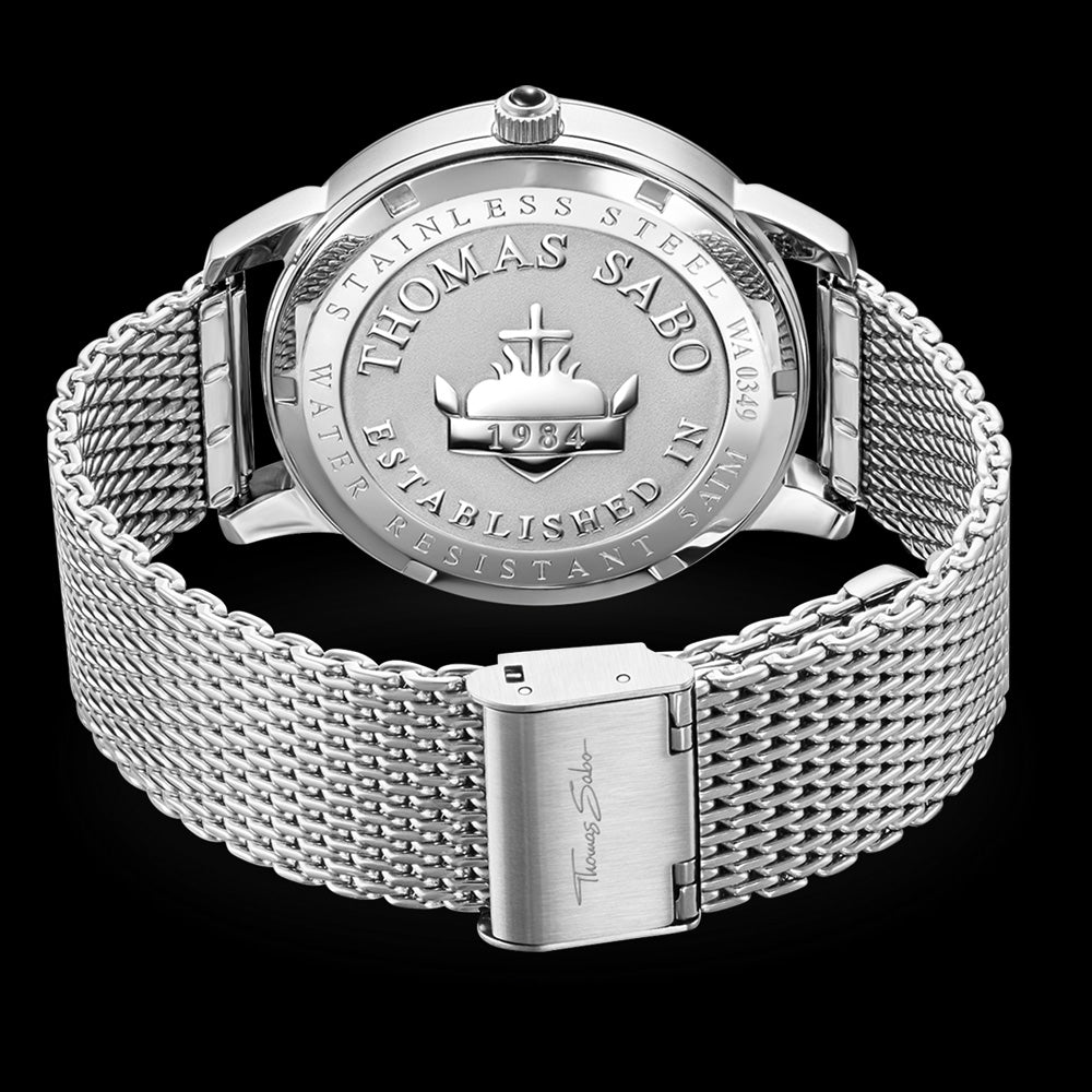 THOMAS SABO MEN'S REBEL SPIRIT SILVER COMPASS WATCH - BACK VIEW